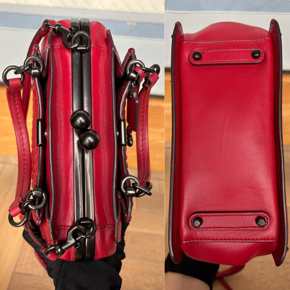 COACH Kisslock Dreamer 21 With Quilting And Rivets Red - Picture 4 of 15